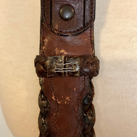 Brown Vintage Tooled/Braided Mexican Leather Belt - Picture 12 of 13